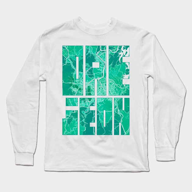 Daejeon, South Korea City Map Typography - Watercolor Long Sleeve T-Shirt by deMAP Studio